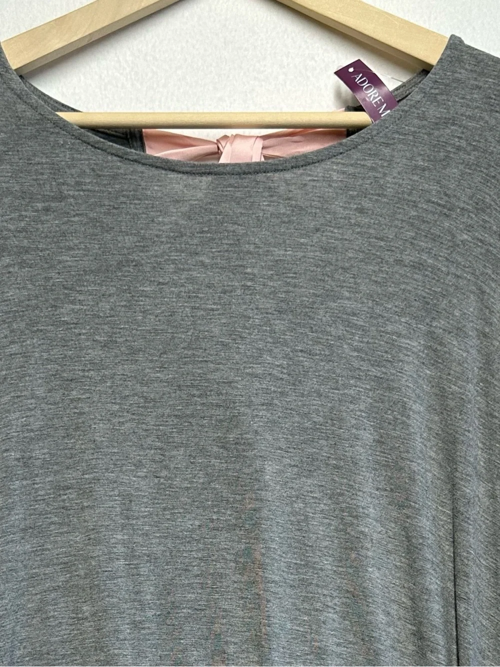 Adore Me Sleep Top XL Gray Open‑Back Bow Detail NWT Soft Lounge Shirt